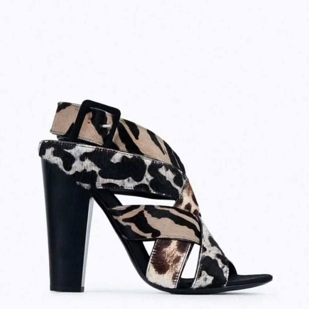 Giuseppe Zanotti / Alien Dubai Pony sandal Crisscross Heel Animal Print 38.5